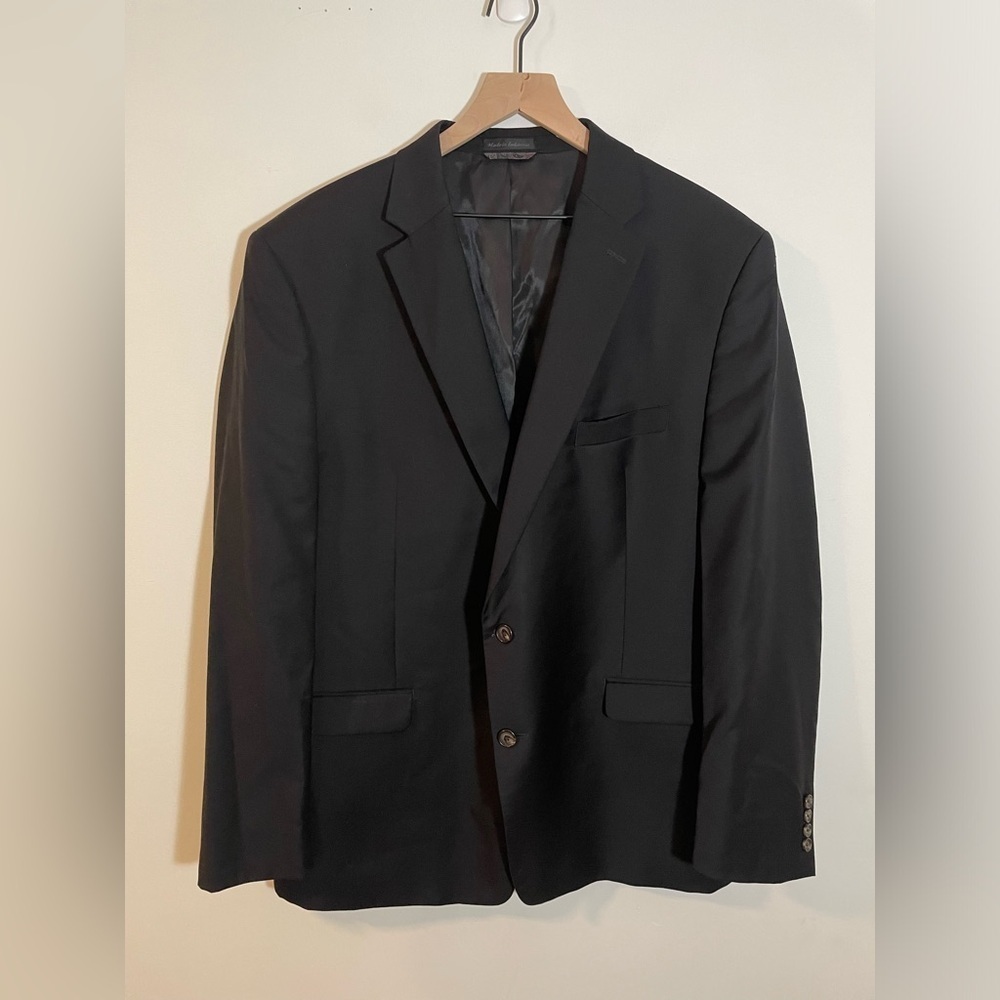 Lauren Ralph Lauren Black 100% Wool Natural Stretch Suit Jacket Size 48L